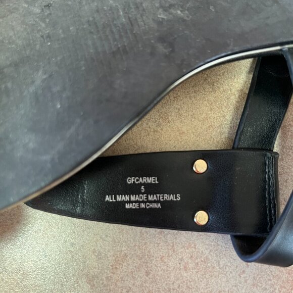 Guess Black & Gold T-Strap Sandals - Picture 9 of 10